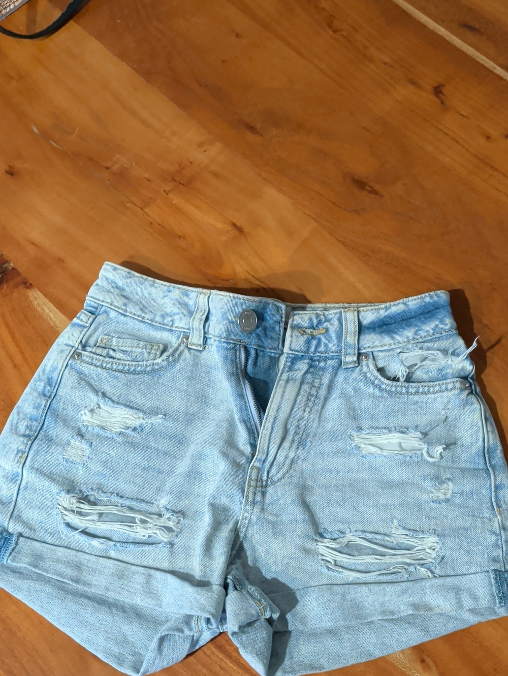 refuge Light Wash Distressed Denim Shorts